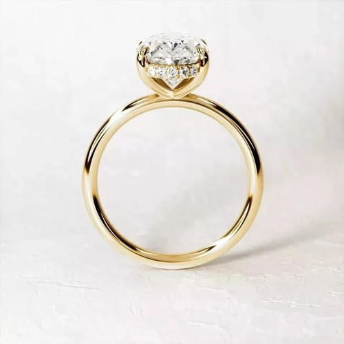 3.20CT Oval Cut Diamond Wedding Ring IGI Certified 14K Yellow Gold Lab Grown - Picture 6 of 9