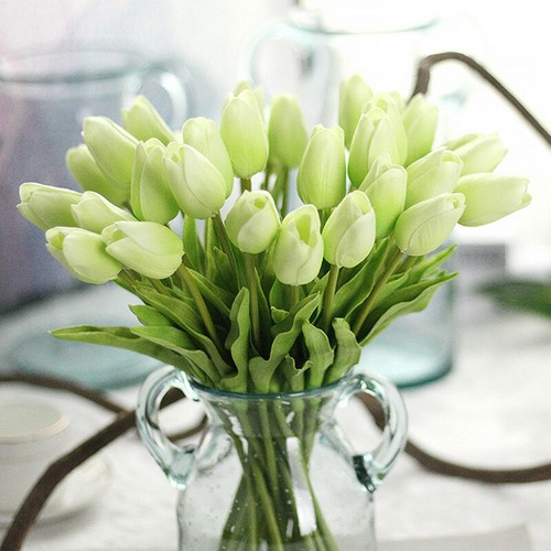 Artificial PU Tulip Flowers Fake Flower Bouquet Real Touch Home Party Decor - Imagen 9 de 21