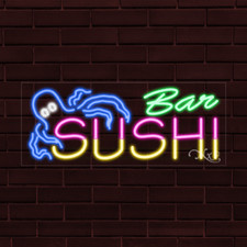 BRAND NEW "SUSHI BAR" w/LOGO 30x12x1 INCH LED FLEX WINDOW/WALL INDOOR SIGN 30942