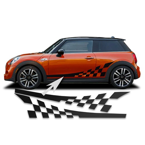 Checkered Flag Racing Stripes Graphics - Fits Mini Cooper 2014-2022 2023 2024 - Picture 3 of 3