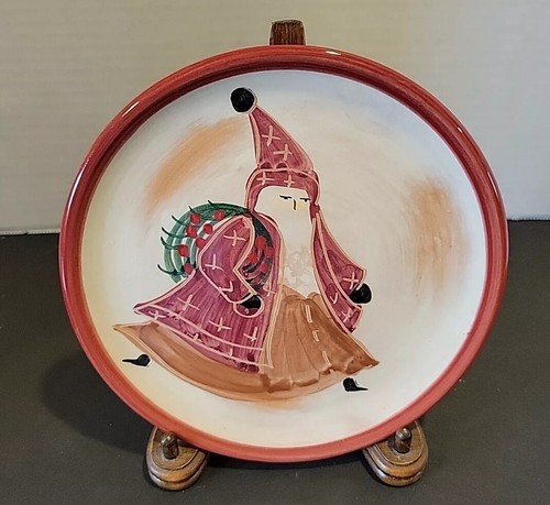 Platos de Postre de Papá Noel 6.5" Pintados a Mano Hechos en Italia Viejo Mundo (Lote de 4) - Imagen 5 de 7