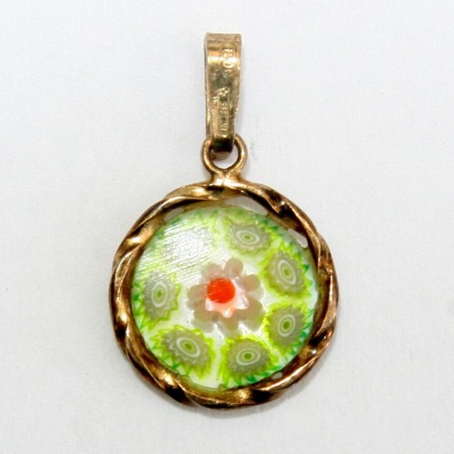 Millefiori Glass Pendant In Gold Wash 800 Silver Reversible Handcrafted OOAK - Picture 1 of 3