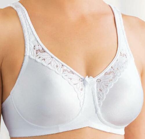Glamorise ELEGANCE Bra 44DD (MOLDED-CUPS) Wireless PADDED-STRAPS Lace WHITE NEW - Picture 9 of 12