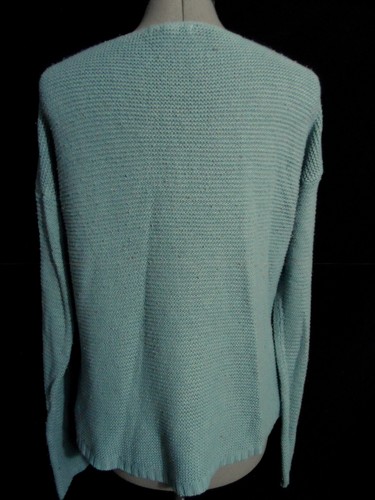 PINK ROSE Scoop neck Crochet knit sweater S Dusty Blue lightweight Boho Soft - Picture 5 of 6