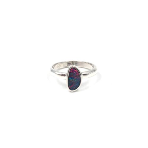 Anillo Plata 925 Ópalo Australiano Minimalista Mujer Joyería 17.5mm / 55 - Imagen 7 de 15