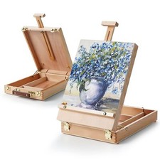 ARTIFY Adjustable Beechwood Tabletop Painting Easel Wooden Sketch Box Easel D...