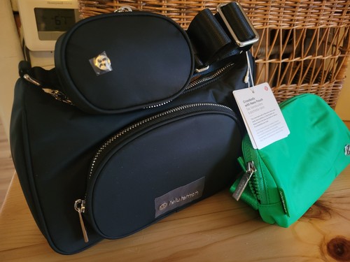 2 NWT Lululemon Crossbody Nano Pouch Bag Purse Black Everywhere Belt Bag Lot - Foto 1 di 22