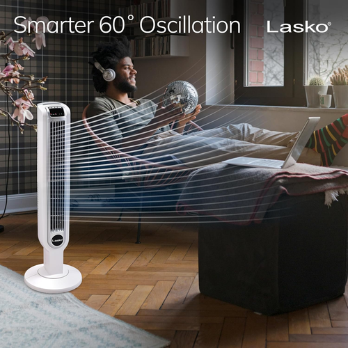 Lasko Oscillating Tower Fan with Remote Control, 3 Quiet Speeds, Timer for Bedro - Picture 6 of 12