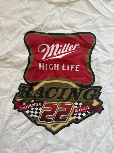 Vintage 2004 Gildan Miller High Life Racing T-Shirt Mens XL White Beer Promo - Picture 2 of 6