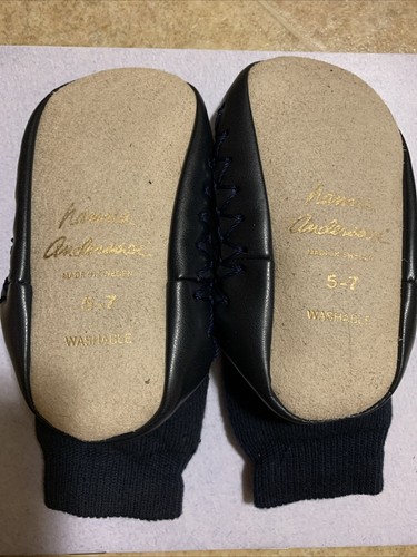 Hanna Andersson Baby Moccasins Black Size 5-7 Sole Is 5 3/4” Washable - Picture 3 of 8