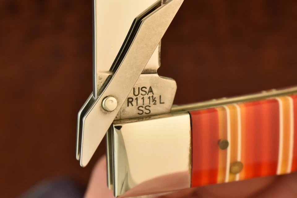 CUCHILLO GUEPARDO RARO ESTUCHE BROTHERS BROS XX EE. UU. RAYAS CARAMELO BLOQUEO 2004 (27858) Foto 4 de 4