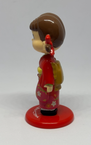 FUJIYA PEKO CHAN Mini Figure Bobble Head KIMONO Red Japanese Doll Milky 3.50inch - Picture 2 of 4
