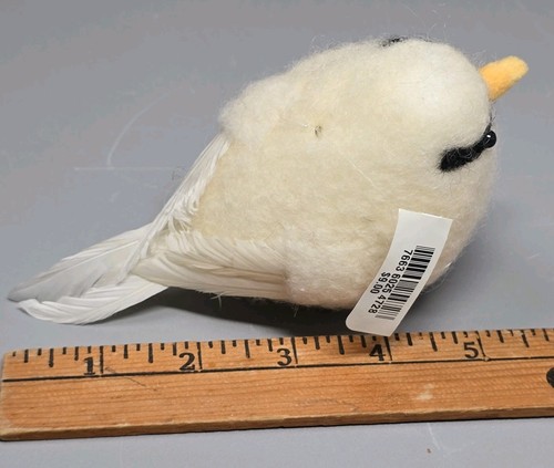 Retired Martha Stewart Felted Wool Bird Ornament Hanging Decoration White 5" - Afbeelding 8 van 9