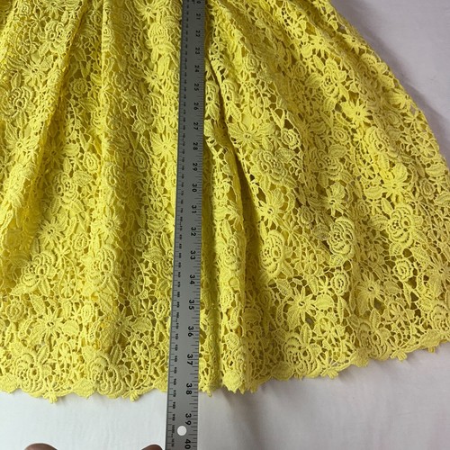 H&M A-line beautiful yellow floral lace dress size 10 fit n flare cottage spring - Picture 5 of 19