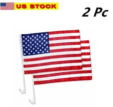 2 Pack American US Car Window Patriotic USA Auto Flag 11" x 20" Free Shipping