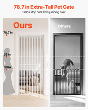 Extra Tall Pet Gate 78.7" High Adjustable Cat Dog Gate Narrow Bar Spacing