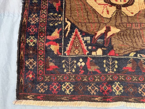 4x7'9 ft Vintage Baluchi Pictorial Rug Hand Knotted Wool Tribal Rare Floor Rug - Picture 3 of 10