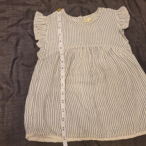 Peek Girls Size M (6-7) White Blue Striped Cotton Sleeveless Dress - Picture 4 of 6