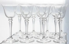 Set of 11 Steuben 6401 Wafer Stem 7 Inch White Wine Glasses