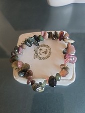 Gemstone Multi Color Tourmaline Chips Bracelet Elastic Stretchable NWOT