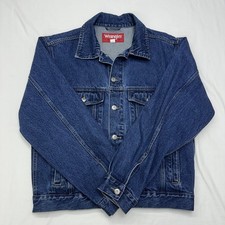 Vintage Wrangler Jacket Mens Medium Blue Hero Denim Trucker Dark Grunge 90s Work