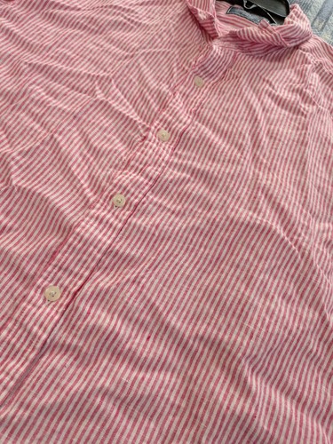 Mens Vineyard Vines Linen short sleeves shirt pink white stripes XXL 2XL - Picture 7 of 11