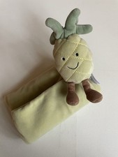 RARE JELLYCAT Amuseable Pineapple Plush Soother Comforter Blanket Sage Green