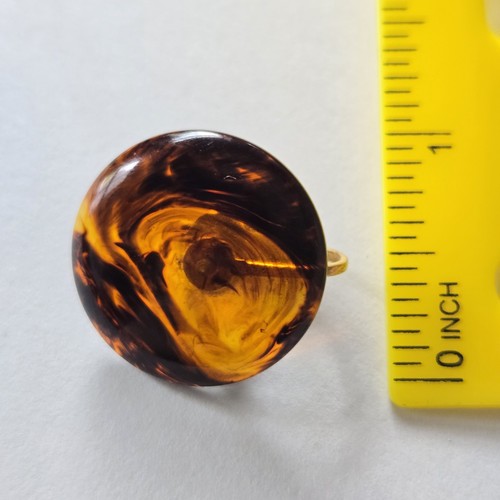 Vintage Root Beer Swirl Bakelite Clip-on Earrings Marbled Large Art Deco Retro - Picture 10 of 10