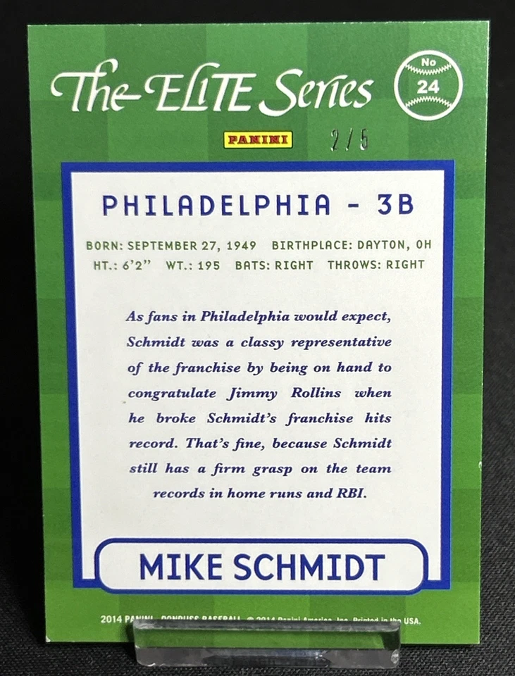 Mike Schmidt 2014 automático MLB Panini Donruss X-fractor SP #/5 ¡Raro! FILADELFIA Foto 2 de 3
