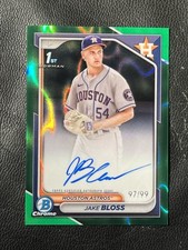 JAKE BLOSS 2024 Bowman Chrome Green Lava Refractor Auto 97/99 1st CPA-JB