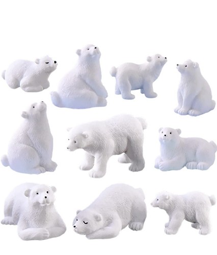 Mini Polar Bear Model Decor Polar Bear Sculpture Decor Micro Landscaping Toy - Picture 1 of 7