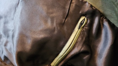 Leder Motorrad Jacke olivgrün echtes Lammfell reine Marke Größe S - Bild 15 von 19