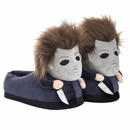 Halloween Michael Myers Funny Black King Plush Slippers Soft Non-Slip Shoes Wome - Picture 5 of 12