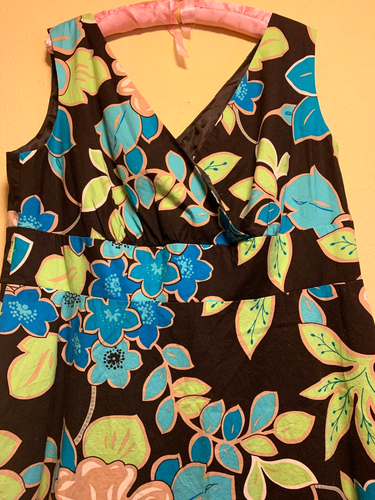 R&K Originals Women’s Size 16 Teal Floral Sleeveless Dress - Picture 4 of 7