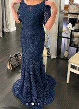 Rina Di Montella Mother Of The Bride Dress New With Tags Size 8 Navy Beaded NYE