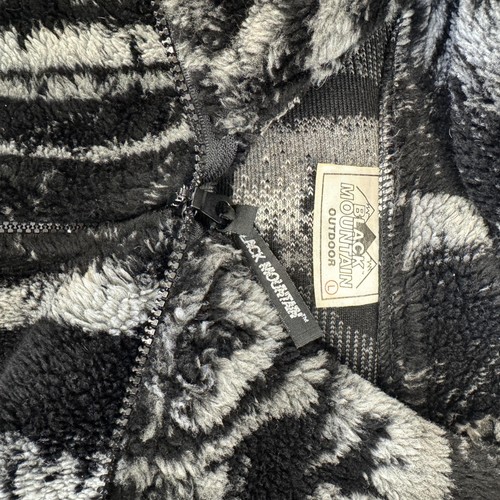 Black Mountain Jacket Mens Large Black Gray Wolf Forest Fleece Sherpa Full Zip - Picture 5 of 5