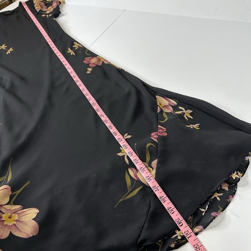 Premier International Black Floral Maxi Dress Sz 12 Fairy 90s Church Event - Picture 11 of 13