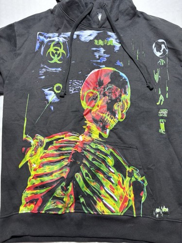 Felpa pullover Hot Topic Skull Dark Nice nera maglietta felpa con cappuccio M teschi uomo - Foto 3 di 9