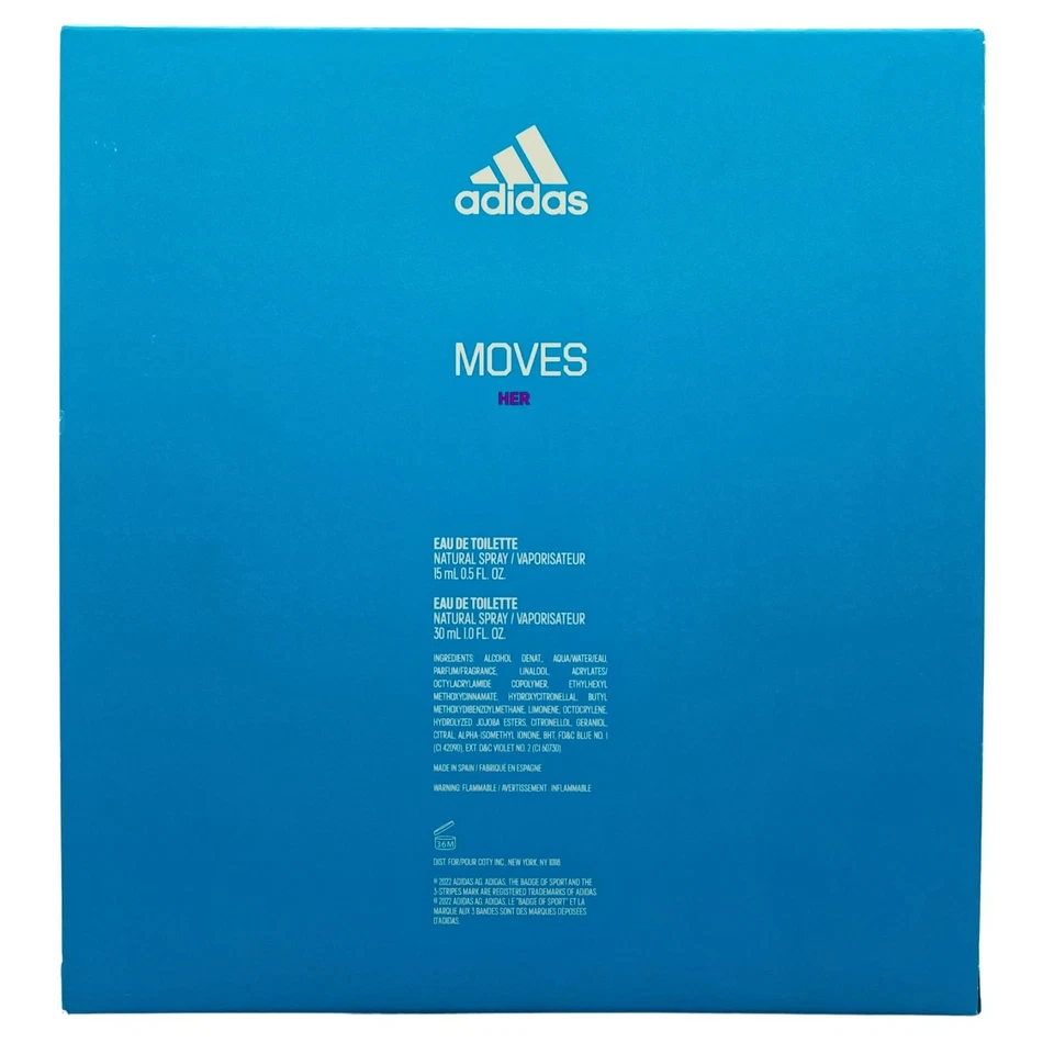 Adidas Moves for Her Eau de Toilette Set de Regalo - 0.5 OZ + 1.0 OZ - Nuevo Foto 2 de 3