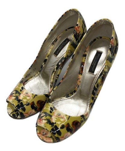 DOLCE & GABBANA Women’s Yellow Flower Print Pumps Size 37 Italy