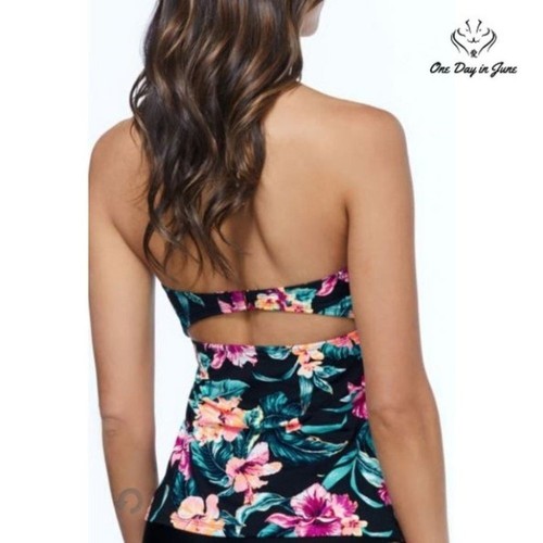 Ambrielle Smocked Floral Tankini Top Size S - Picture 2 of 8