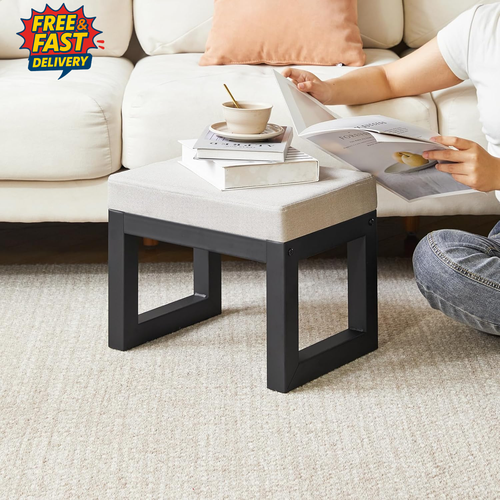 Small Foot Stool with Padded Seat, Pouffe Stool Change Shoe Footrest, Ottoman Fo - Picture 2 of 12
