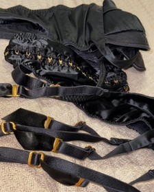 SET - 3, 34DD, Agent Provocateur Jena Rare Sexy Black Bra Suspender Belt Thong