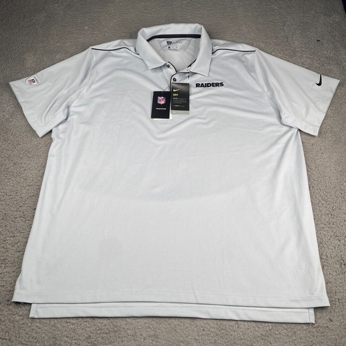 NFL Las Vegas Raiders Nike Poloshirt Herren 3XL Grau Dri-Fit Kurzarm NEU Neu mit Etikett