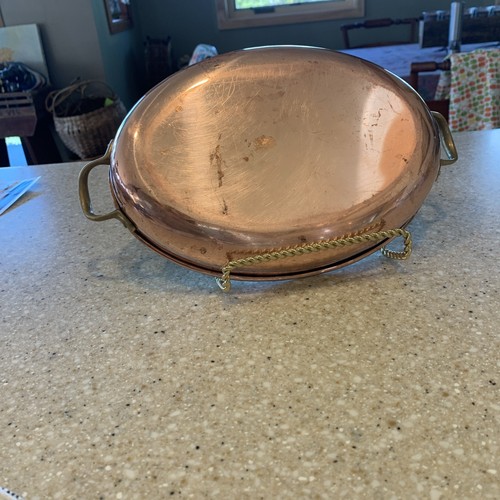 Vintage COPPER OVAL AU GRATIN PAN 9x7 1/2” 2” deepCooking Dish - Picture 4 of 7