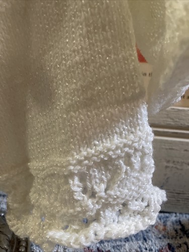 2 PC Hand Crocheted White Sweater & Bonnet Set Outfit Baby 6 mos up - NEW - Picture 5 of 8