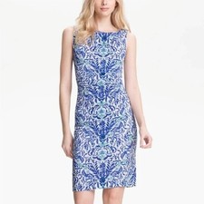 Tory Burch Viviane Jersey 100% Silk Lined Sleeveless Medallion Logo Sheath Dress