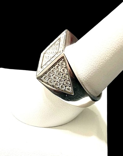Mens ICED OUT 925 Solid Sterling Silver Micro Pave CZ HIP HOP Ring Size 9 NEW - Picture 5 of 8