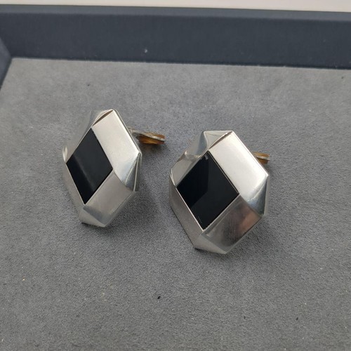 George Jensen Earrings Onyx 925 Black Silver Square For Women From Japan - 第 4/24 張圖片