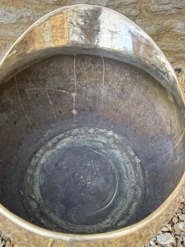 Antique Brass Log Bucket Coal Scuttle Riveted Heavy Dove Tail Soldered 3018g - Picture 21 of 22